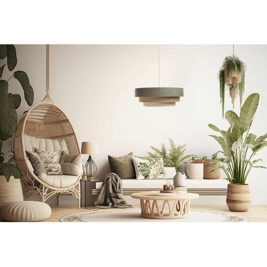 Hanglamp aan een koord BOHO TRINITI 1xE27/60W/230V grijs/beige/crème