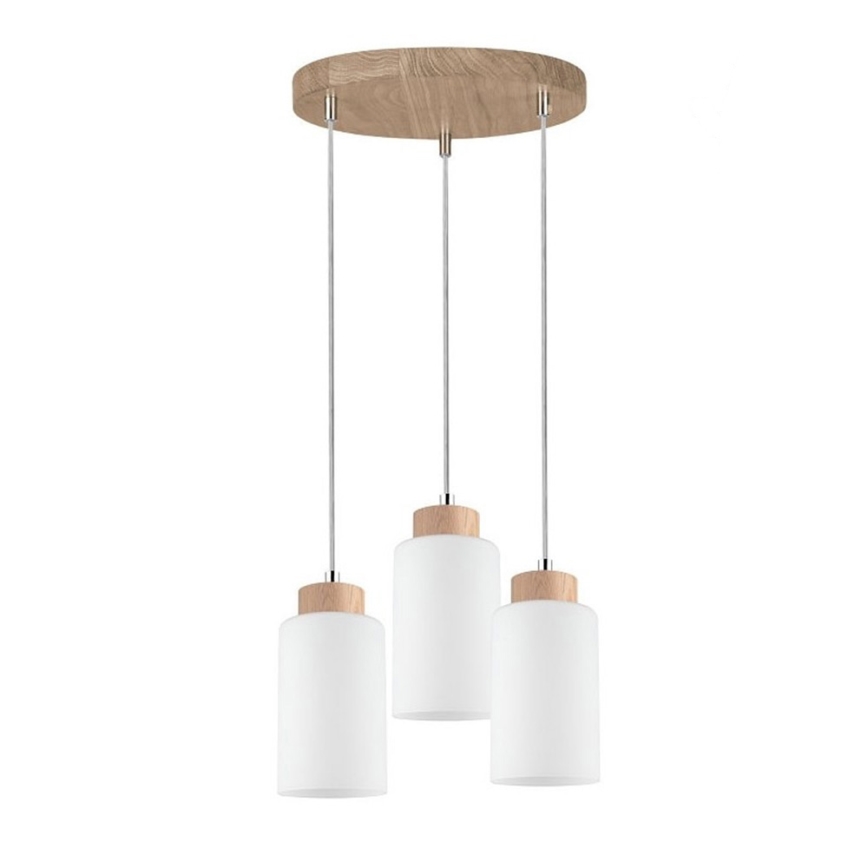 Hanglamp aan een koord BOSCO 3xE27/60W/230V eiken