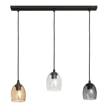 Hanglamp aan een koord BRILLANT 3xE27/15W/230V beige/doorzichtig/grijs