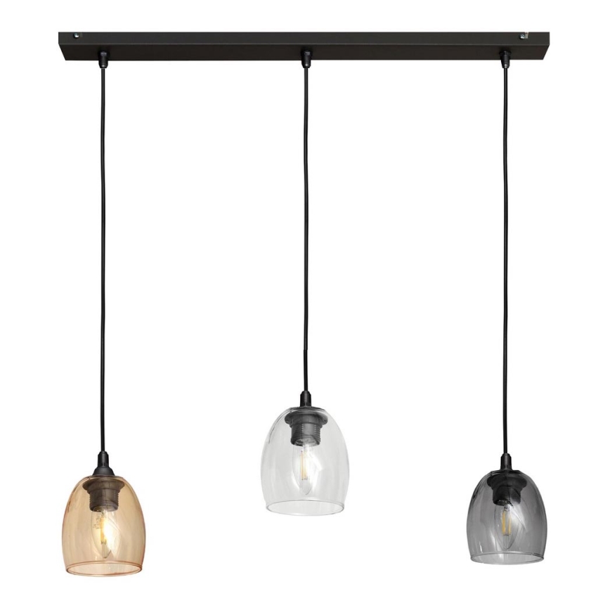 Hanglamp aan een koord BRILLANT 3xE27/15W/230V beige/doorzichtig/grijs