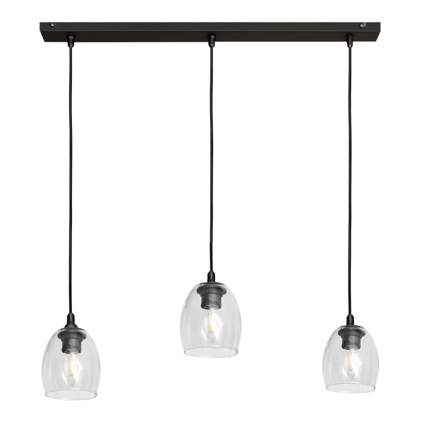 Hanglamp aan een koord BRILLANT 3xE27/15W/230V doorzichtig