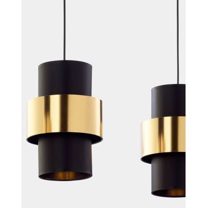 Hanglamp aan een koord CALISTO 3xE27/15W/230V goud/zwart