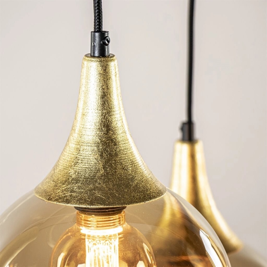 Hanglamp aan een koord CALYPSO 2xGU10/60W/230V + 3xE27/60W zwart/goud