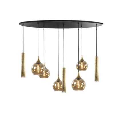 Hanglamp aan een koord CALYPSO 3xGU10/60W/230V + 5xE27/60W zwart/goud