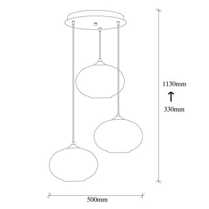 Hanglamp aan een koord CAMINI 3xE27/40W/230V