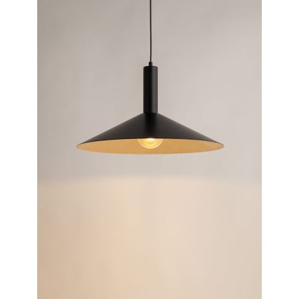 Hanglamp aan een koord CAPRI 1xE27/15W/230V diameter 50 cm zwart/goud