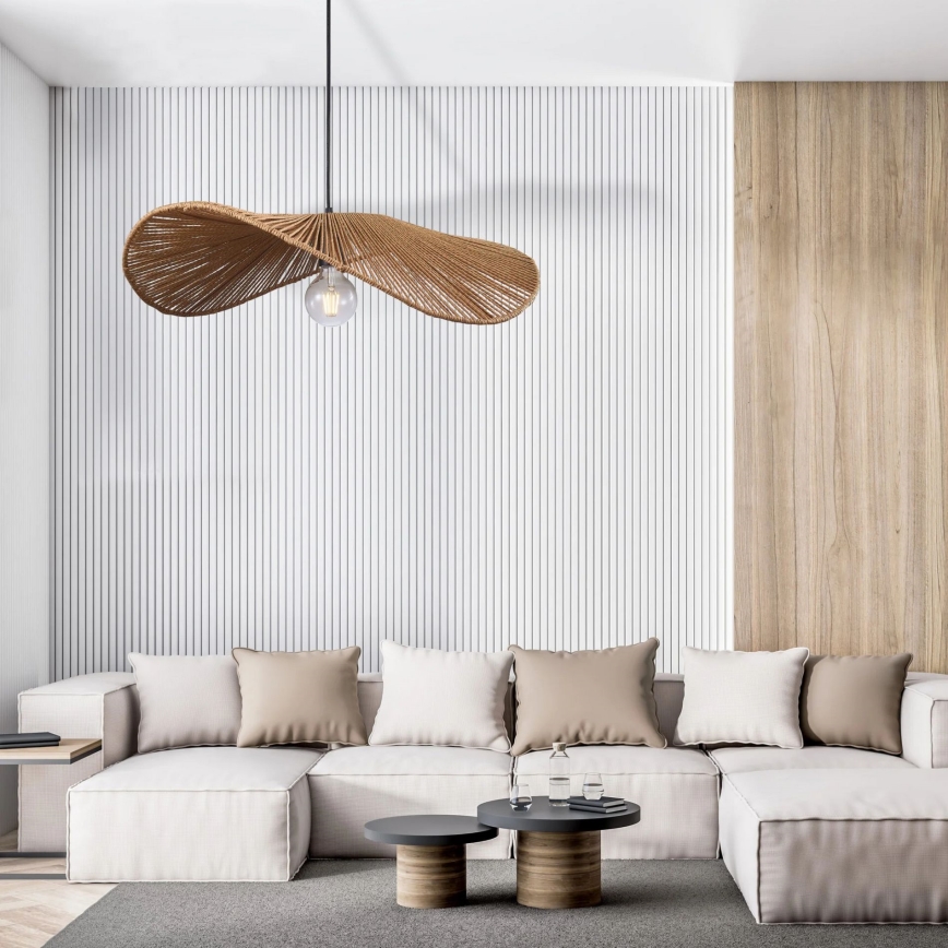 Hanglamp aan een koord CAPRI 1xE27/20W/230V diameter 60 cm bamboe