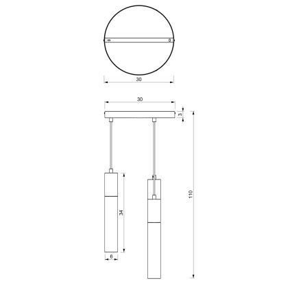 Hanglamp aan een koord CASSA 3xGU10/60W/230V zwart rond