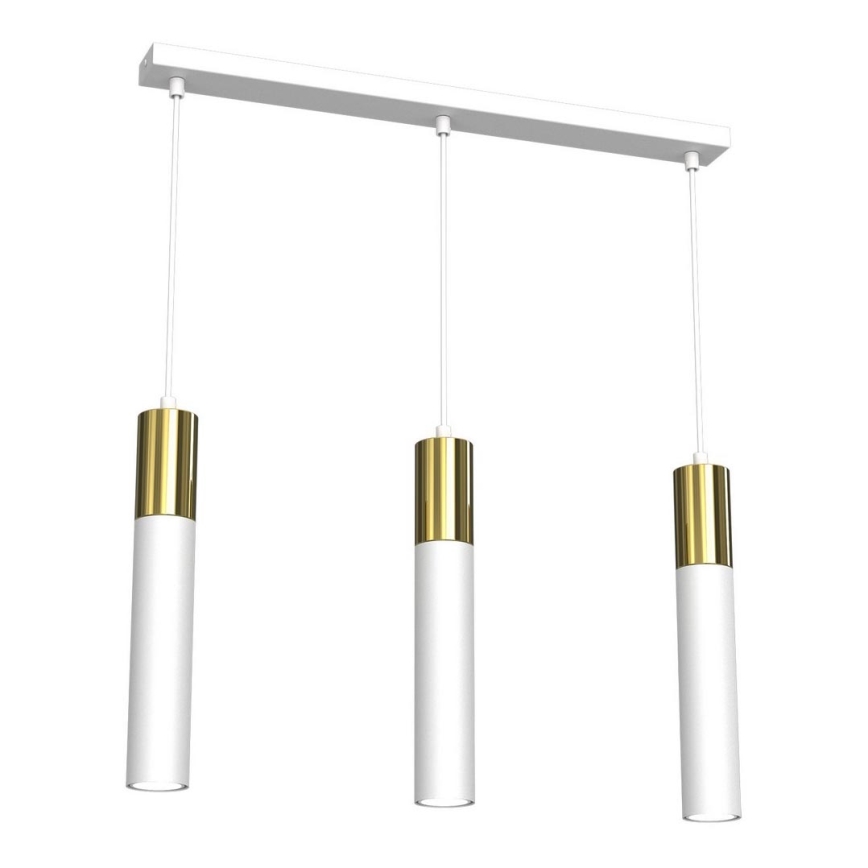 Hanglamp aan een koord CASSA 3xGU10/8W/230V wit/gouden