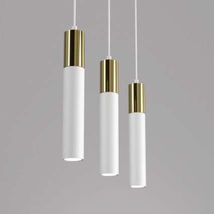 Hanglamp aan een koord CASSA 3xGU10/8W/230V wit/gouden