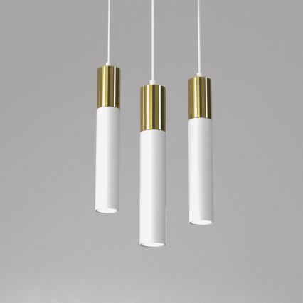 Hanglamp aan een koord CASSA 3xGU10/8W/230V wit/gouden