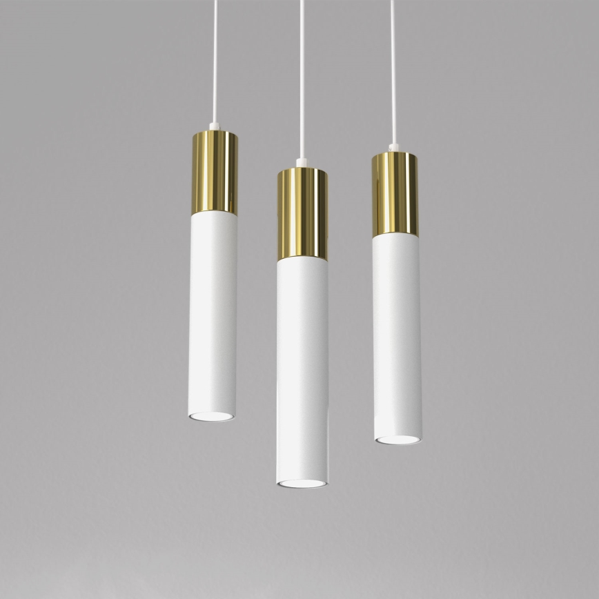 Hanglamp aan een koord CASSA 3xGU10/8W/230V wit/gouden