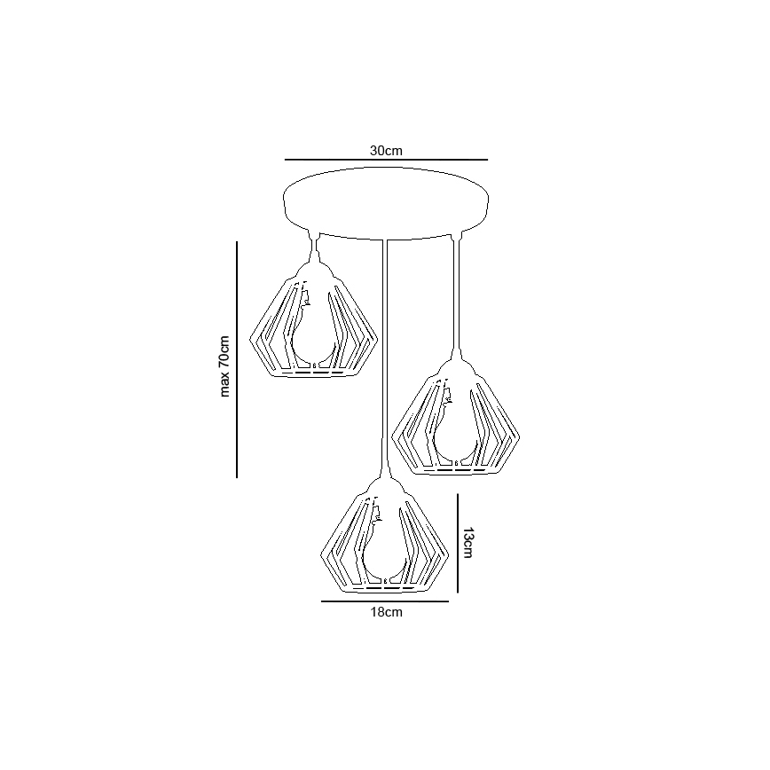 Hanglamp aan een koord CEED 3xE27/60W/230V wit
