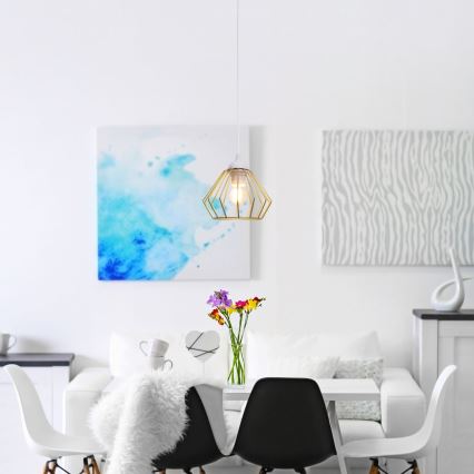 Hanglamp aan een koord CEED GOLD 1xE27/60W/230V diameter 17,5 cm wit/goud