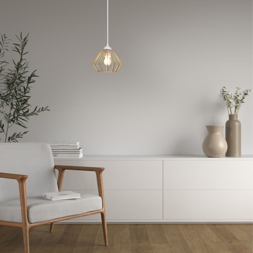 Hanglamp aan een koord CEED GOLD 1xE27/60W/230V diameter 17,5 cm wit/goud