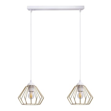 Hanglamp aan een koord CEED GOLD 2xE27/60W/230V wit/goud