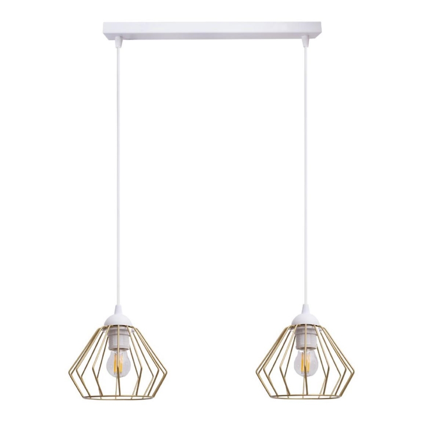 Hanglamp aan een koord CEED GOLD 2xE27/60W/230V wit/goud