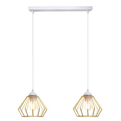 Hanglamp aan een koord CEED GOLD 2xE27/60W/230V wit/goud
