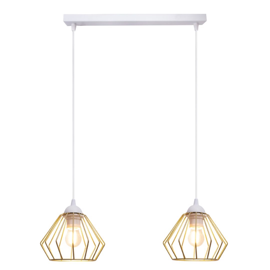 Hanglamp aan een koord CEED GOLD 2xE27/60W/230V wit/goud