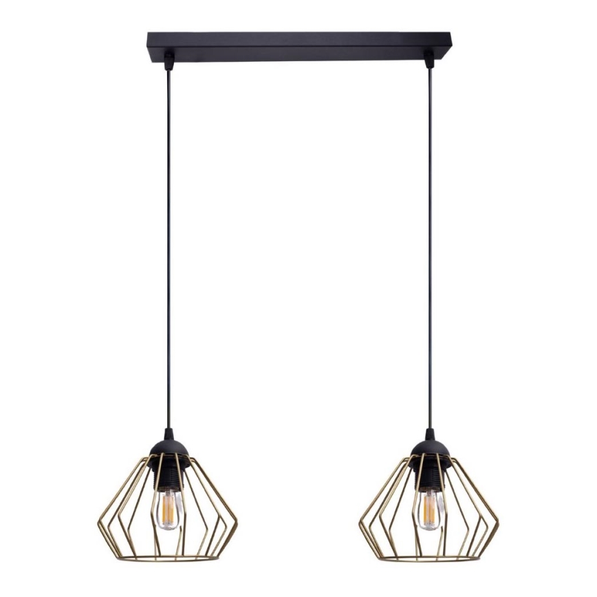 Hanglamp aan een koord CEED GOLD 2xE27/60W/230V zwart/goud
