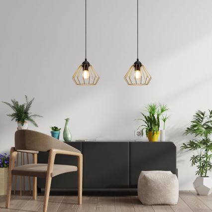 Hanglamp aan een koord CEED GOLD 2xE27/60W/230V zwart/goud