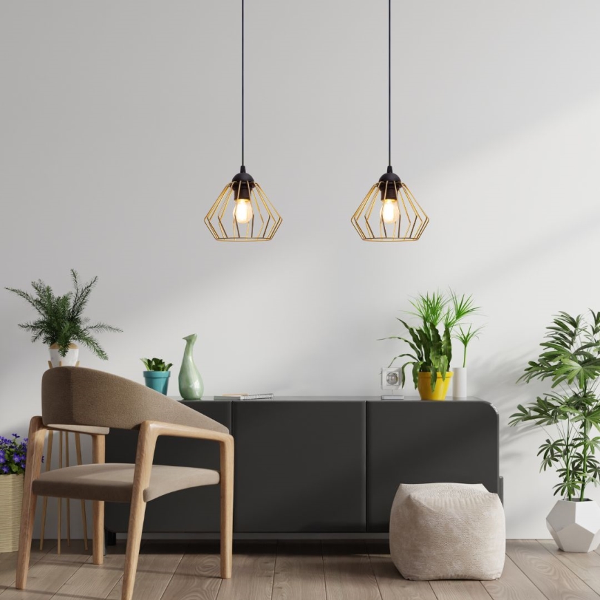 Hanglamp aan een koord CEED GOLD 2xE27/60W/230V zwart/goud