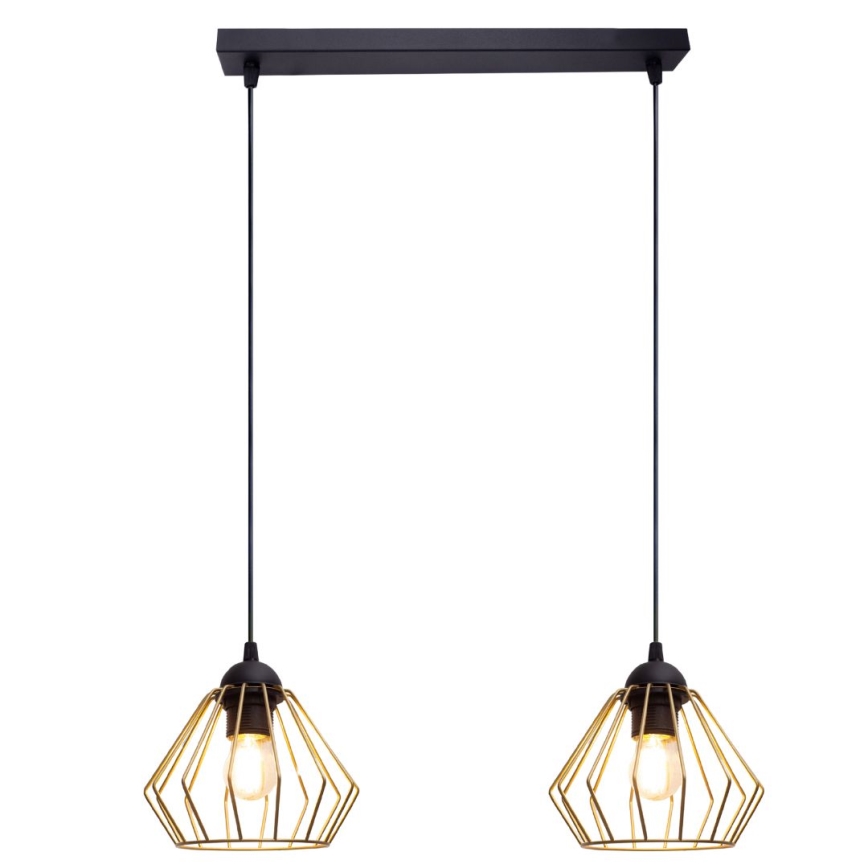 Hanglamp aan een koord CEED GOLD 2xE27/60W/230V zwart/goud