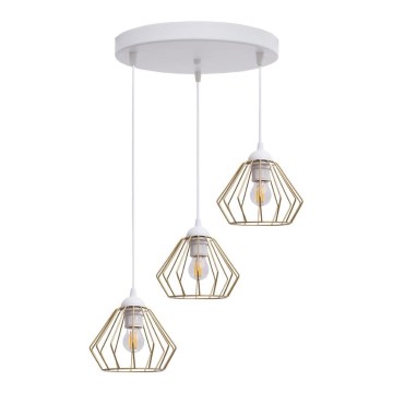 Hanglamp aan een koord CEED GOLD 3xE27/60W/230V diameter 45 cm wit/goud