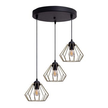 Hanglamp aan een koord CEED GOLD 3xE27/60W/230V diameter 45 cm zwart/goud