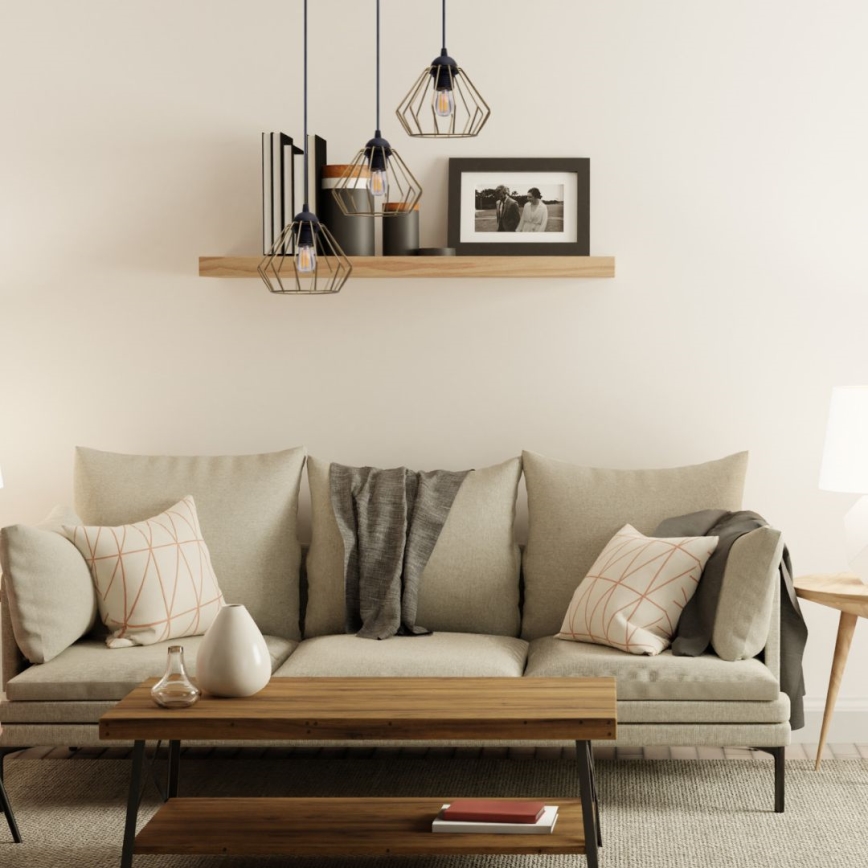 Hanglamp aan een koord CEED GOLD 3xE27/60W/230V diameter 45 cm zwart/goud