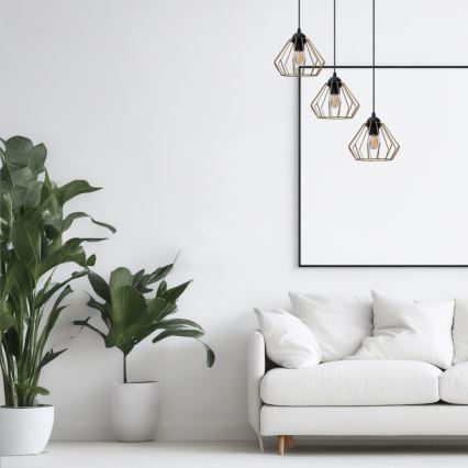 Hanglamp aan een koord CEED GOLD 3xE27/60W/230V diameter 45 cm zwart/goud