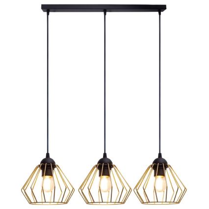 Hanglamp aan een koord CEED GOLD 3xE27/60W/230V zwart/goud