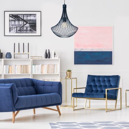 Hanglamp aan een koord CESTA 1xE27/60W/230V blauw
