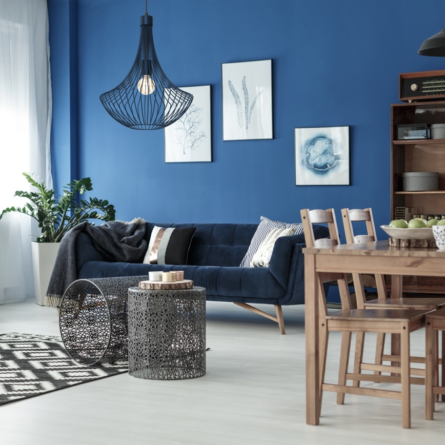 Hanglamp aan een koord CESTA 1xE27/60W/230V blauw