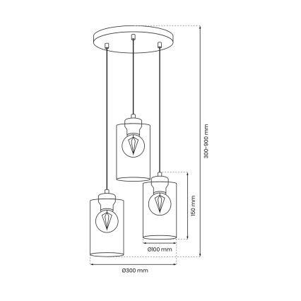 Hanglamp aan een koord CHIC 3xE27/60W/230V zwart/grijs