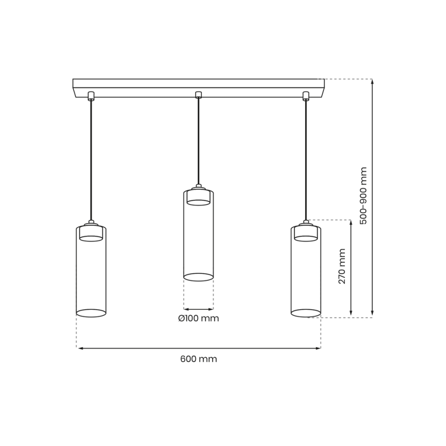 Hanglamp aan een koord CLARISSA 3xGX53/12W/230V zwart