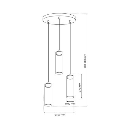 Hanglamp aan een koord CLARISSA 3xGX53/12W/230V zwart