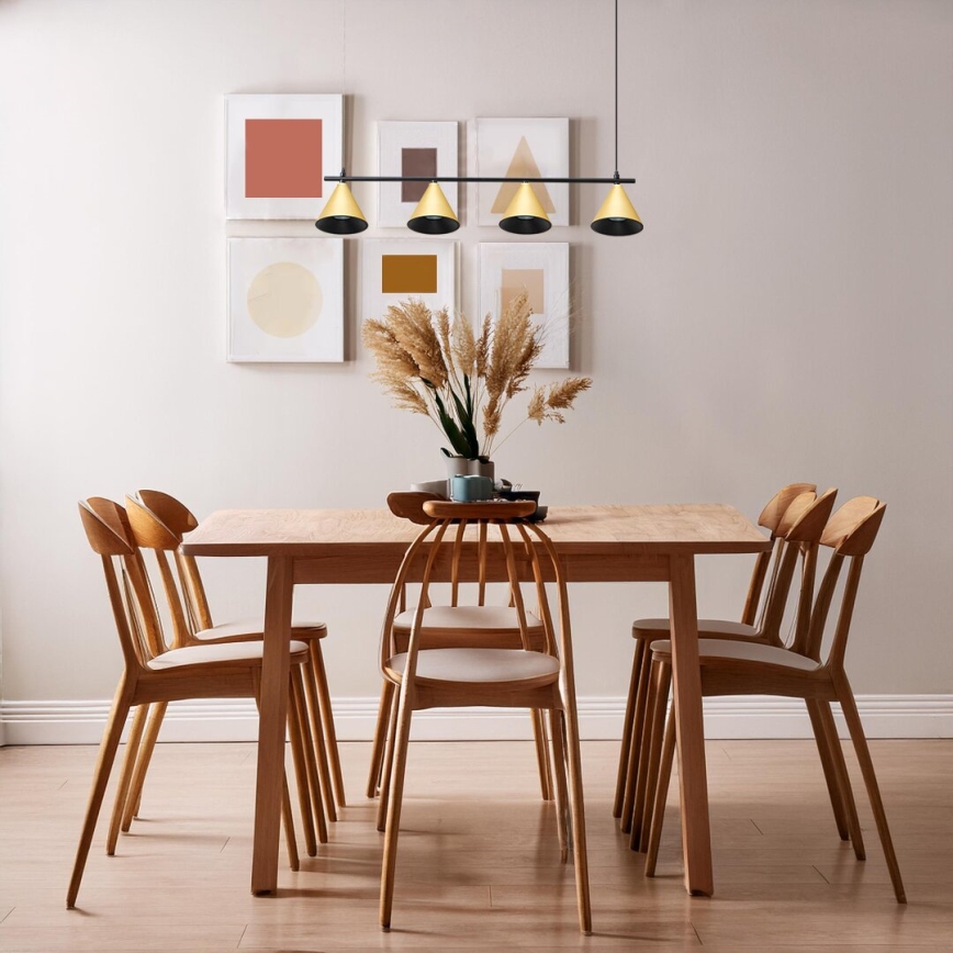 Hanglamp aan een koord CONE 4xGU10/10W/230V goud/zwart