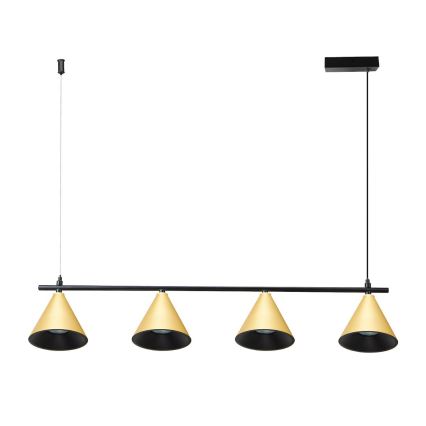 Hanglamp aan een koord CONE 4xGU10/10W/230V goud/zwart