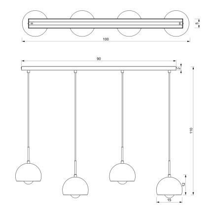 Hanglamp aan een koord COOL 4xE27/60W/230V zwart