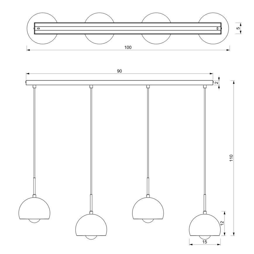 Hanglamp aan een koord COOL 4xE27/60W/230V zwart
