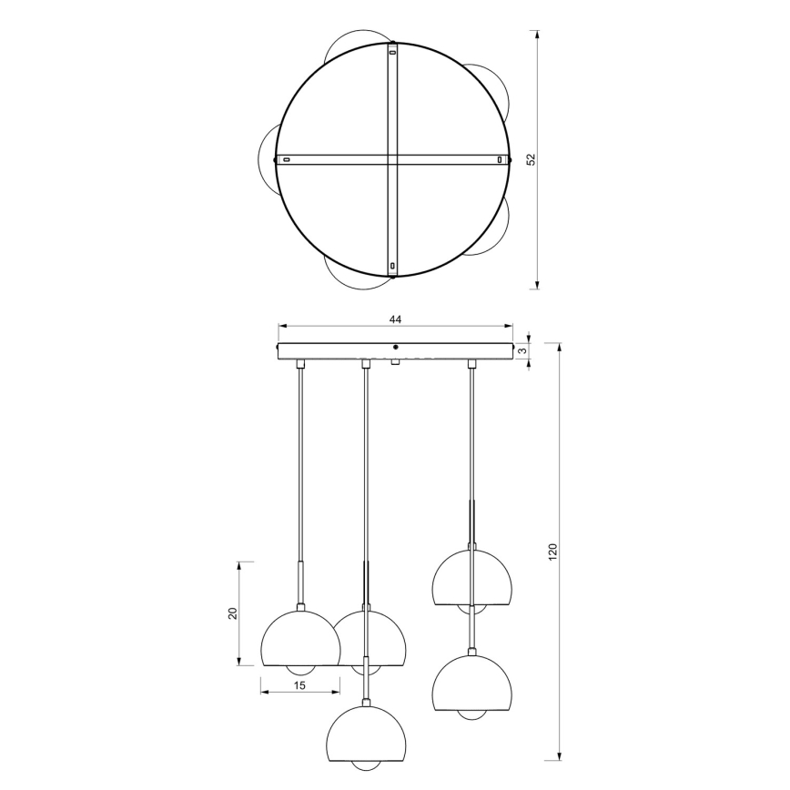 Hanglamp aan een koord COOL 5xE27/60W/230V zwart