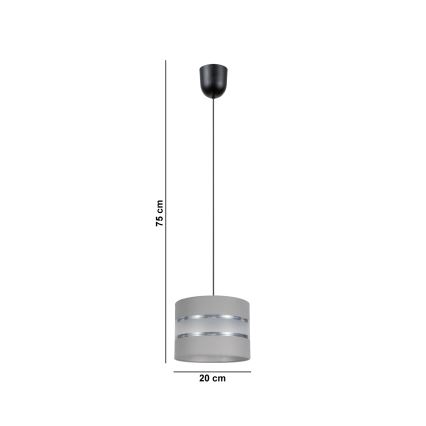 Hanglamp aan een koord CORAL 1xE27/60W/230V d. 20 cm grijs