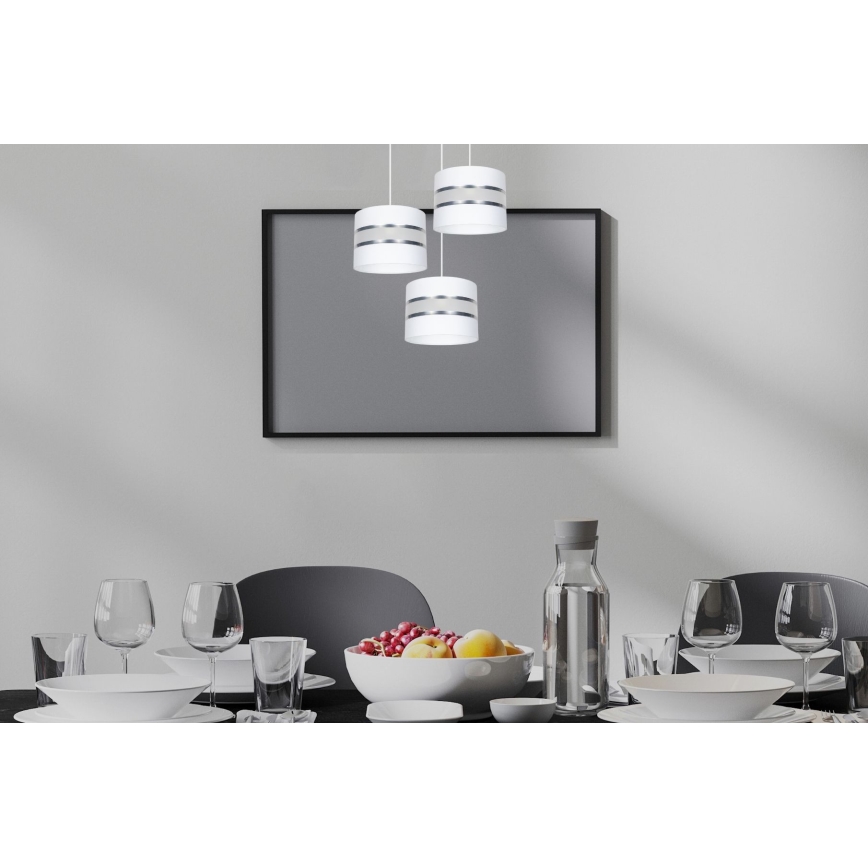 Hanglamp aan een koord CORAL 3xE27/60W/230V wit/mat chroom diameter 45 cm