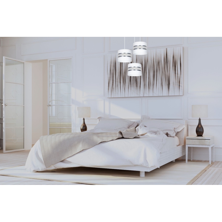 Hanglamp aan een koord CORAL 3xE27/60W/230V wit/mat chroom diameter 45 cm