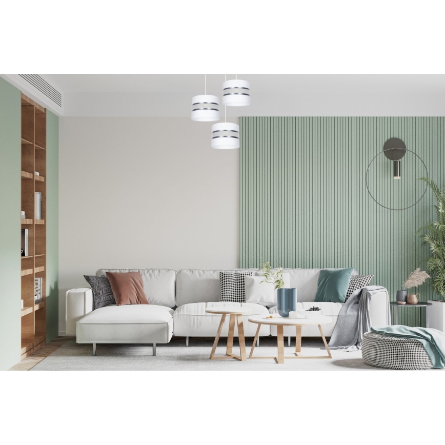 Hanglamp aan een koord CORAL 3xE27/60W/230V wit/mat chroom diameter 45 cm