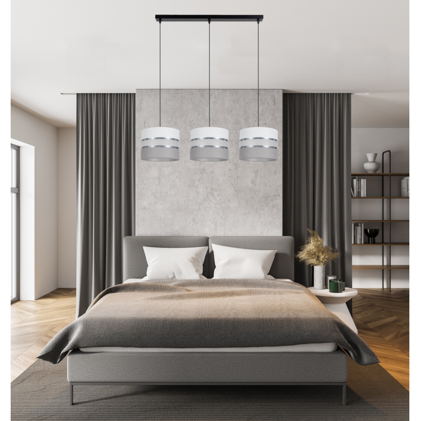 Hanglamp aan een koord CORAL 3xE27/60W/230V wit/grijs