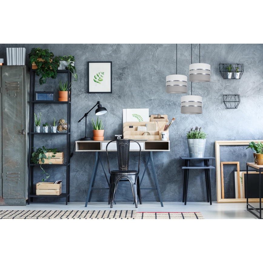 Hanglamp aan een koord CORAL 3xE27/60W/230V wit/grijs