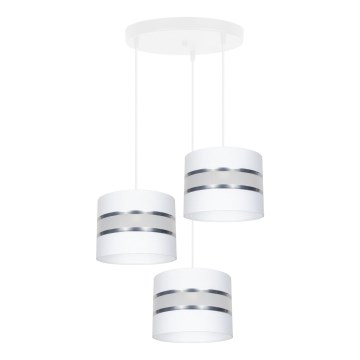 Hanglamp aan een koord CORAL 3xE27/60W/230V wit/mat chroom diameter 45 cm