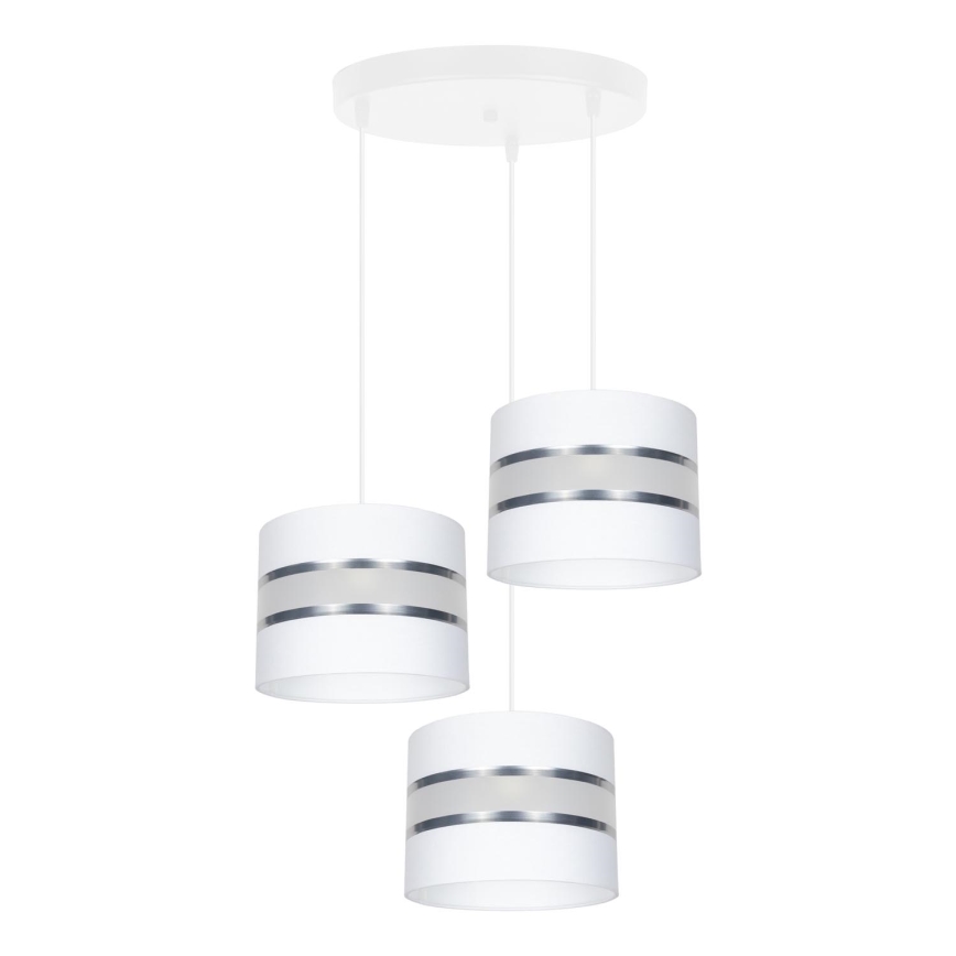 Hanglamp aan een koord CORAL 3xE27/60W/230V wit/mat chroom diameter 45 cm